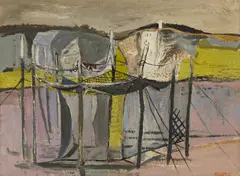 Robert Henderson Blyth, SEA SALMON NETS, oil on board