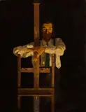 Jack Vettriano, SELF-PORTRAIT WITH EASEL, oil on canvas