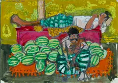 Leon Morrocco, AFTERNOON BRUNCH AT BOMBAY, 2010, gouache