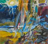 Duncan Shanks, SUMMER STORM, mixed media on card
