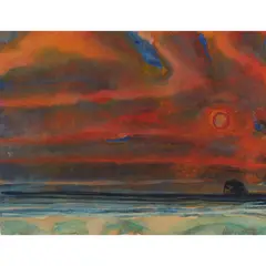 John Houston, BASS ROCK, AUTUMN EVENING, 1999, watercolour and gouache