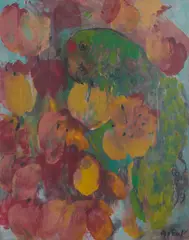 Brent Millar, PARROT AND POPPIES, oil on canvas