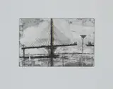 Kate Downie, SOUTH TOWER YELLOW CRANE, 2017, Etching with hand-colouring, 1/35