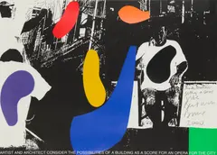 Bruce McLean, ARTIST AND ARCHITECT CONSIDER THE POSSIBILITIES OF A BUILDING AS A SCORE FOR AN OPERA FOR THE CITY, 1999, Screenprint, ed. 35
