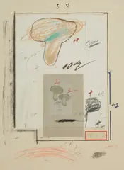Cy Twombly, No. III, FROM 'NATURAL HISTORY, PART 1, MUSHROOMS', 1974, Lithograph, mixed media and collage on Richard de Bas paper, 75/98