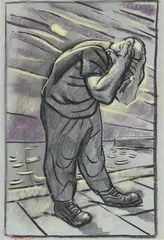 VICTIM NO.1 by Peter Howson, 1989, pastel on blue paper, offered Mar 2026