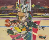 David McClure, FRUTTA DI MARE, oil and collage on board