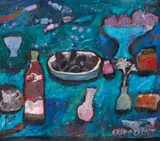 Christine McArthur, BLUE STILL LIFE, Oil on canvas