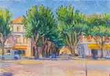 Frederick Gore, STREET SCENE, PROVENCE, oil on canvas-board
