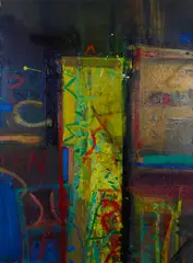 Barbara Rae, SOUTHERN DOOR, SPAIN, mixed media with collage on paper on canvas