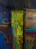 Barbara Rae, SOUTHERN DOOR, SPAIN, mixed media with collage on paper on canvas