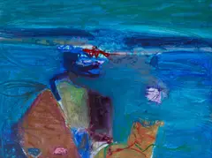 Barbara Rae, UNTITLED (BLUE LANDSCAPE), Mixed media on paper