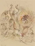 Peter Howson, THE BURNING BUSH, 2012, mixed media on brown paper