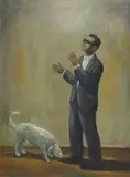 John Kirby, MAN WITH A DOG, 1986, oil on canvas