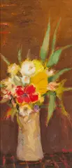 John Houston, SUMMER FLOWERS, oil on board