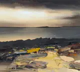 Chris Bushe, SUNRISE, LOCH INDAAL, Oil on board