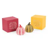 Yayoi Kusama, PUMPKINS (YELLOW/BLACK AND RED/WHITE), The set of two cast resin multiples, 2016, each stamped with the artist's name on the underside, in original boxes