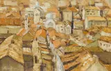 Perpetua M. Pope, ROOFS, DUBROVNIK, oil on canvas