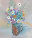 Irene Lesley Main, FLOWERS AT SUNRISE, mixed media