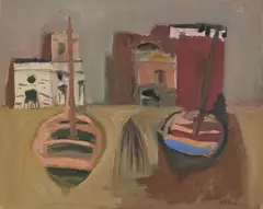 David McClure, TWO BOATS, SICILY, gouache
