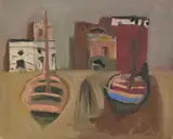 David McClure, TWO BOATS, SICILY, gouache