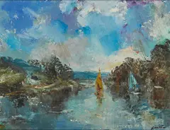 Hamish Lawrie, PASSING YACHTS, oil on board