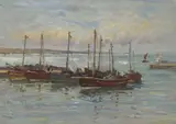 Robert Weir Allan, PORT NOCKIE HARBOUR, BANFFSHIRE, oil on canvas
