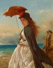 John Haynes-Williams, LADY WITH PARASOL, oil on canvas