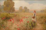 Ernest Walbourn, PICKING POPPIES, oil on board