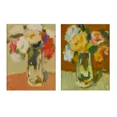 Gordon Bryce, TWO STILL LIFES: 'RED AND WHITE ROSES' & 'ROSES', oil on board (2)