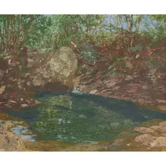 George Houston, THE SALMON POOL, oil on canvas