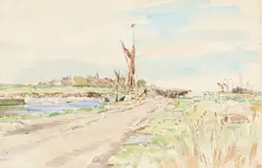 James McBey, OARE CREEK, watercolour, pen and ink