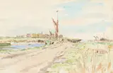 James McBey, OARE CREEK, watercolour, pen and ink