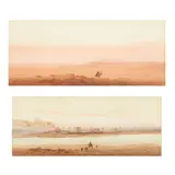 Augustus Osborne Lamplough Painter, TWO VIEWS OF UPPER EGYPT: 'RUINS LUXOR' & 'A POSTMAN OF UPPER EGYPT', watercolour (2)