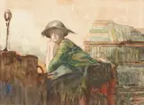 Charles Martin Hardie, STUDY BY LAMPLIGHT, watercolour and pencil