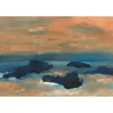 Albert Houthuesen, SEASCAPE AT SUNSET, Acrylic on canvas-board