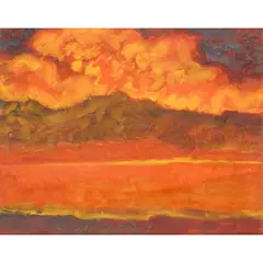 ORANGE AND GOLD AFTERNOON by Albert Houthuesen, oil on canvas board, sold Feb 2026