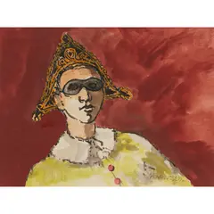 PIERROT by Albert Houthuesen, watercolour and gouache, sold Feb 2026