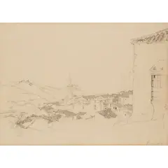 Muirhead Bone, ROOFTOPS, RONDA, pencil and ink