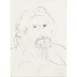 John Bellany, PORTRAIT OF A GENTLEMAN, black crayon