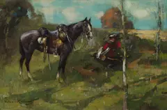 William Kennedy, A REST FROM MANOEUVRES, oil on canvas