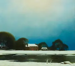 Louis Sinclair McNally, THE LAKESIDE HOUSE, oil on board