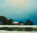 Louis Sinclair McNally, THE LAKESIDE HOUSE, oil on board