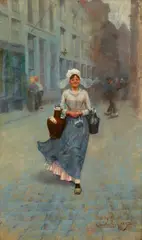 Oscar Wilson, COLLECTING WATER, oil on panel