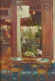William Birnie, CAFFE MULASSANO, TORINO, oil on board
