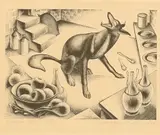 Agnes Miller Parker, WOLF IN CELLAR, Wood engraving, 5/12