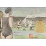 Edward Ardizonne, RUNNING UP, WOMEN'S GYNASTICS, MEXICO OLYMPICS, 1968, watercolour