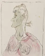 Jankel Adler, HEAD OF WOMAN, OPUS 79, Watercolour, pen and ink