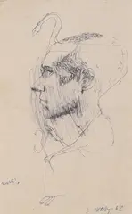 David Oxtoby, Portrait of Michael Vaughan, pen and ink