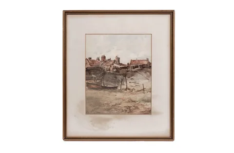 George Edward Horton, Fishing village, watercolour on paper